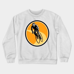 Cyclist Cycling Riding Racing Bike Woodcut Crewneck Sweatshirt